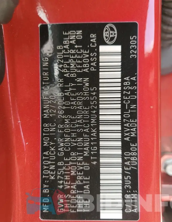 4T1G11AK1MU425545 Photo# 12
