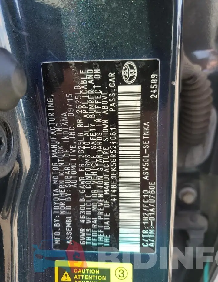 4T4BF1FK5GR524061 Photo# 13