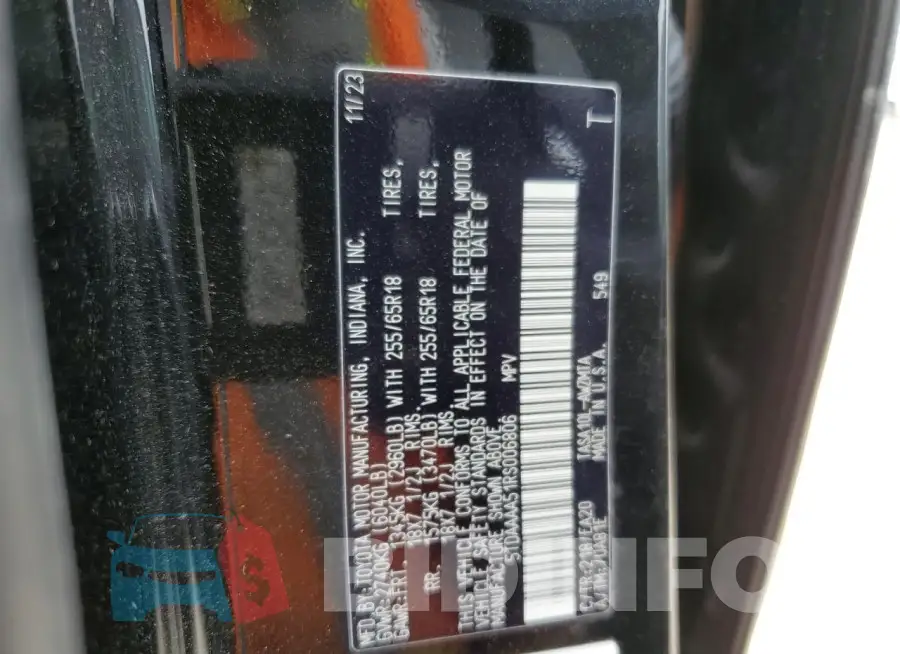 5TDAAAA51RS006806 Photo# 13