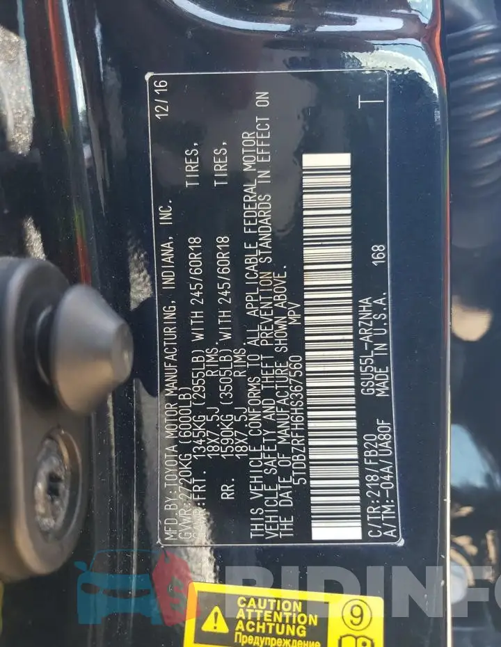 5TDBZRFH6HS367560 Photo# 12