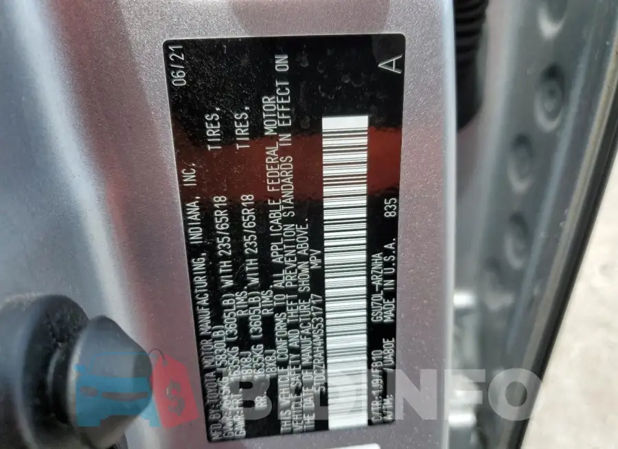 5TDCZRAH4MS531717 Photo# 13