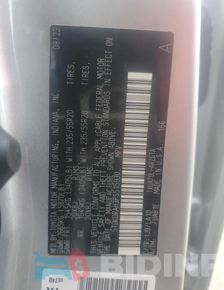 5TDKDRAH3PS515930 Photo# 13