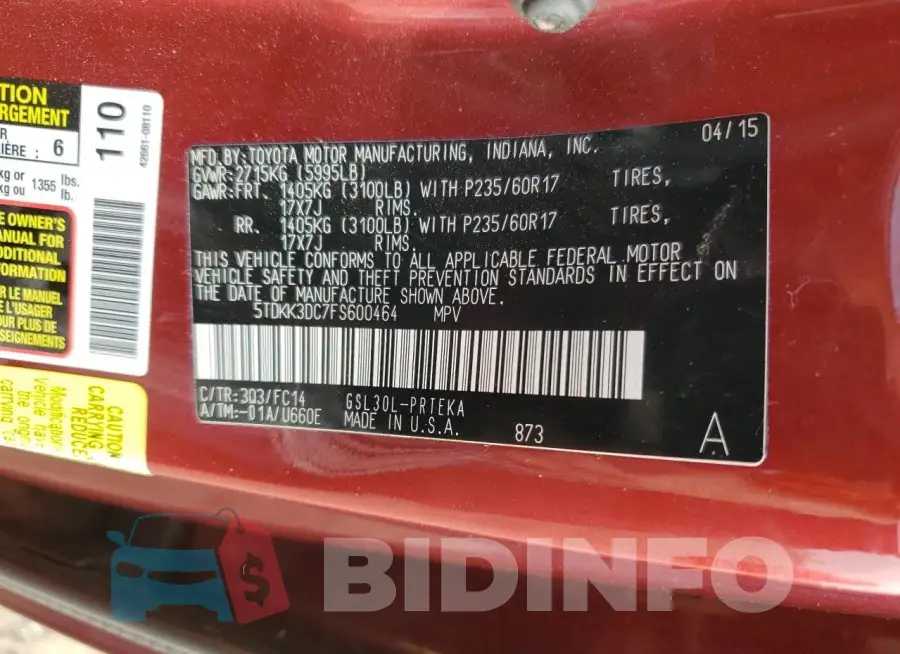 5TDKK3DC7FS600464 Photo# 13