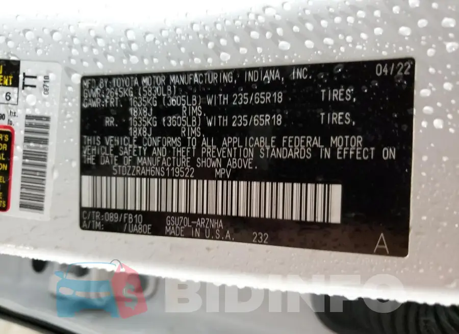 5TDZZRAH6NS119522 Photo# 13