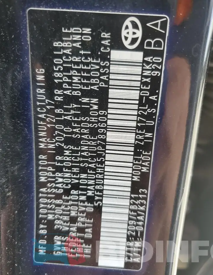 5YFBURHE5JP789609 Photo# 13