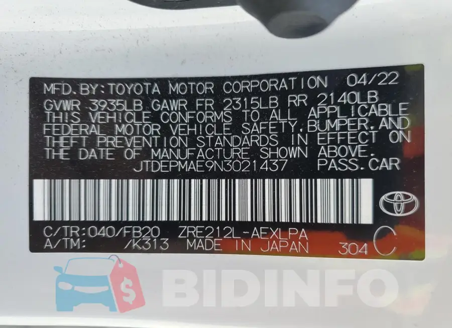 JTDEPMAE9N3021437 Photo# 13