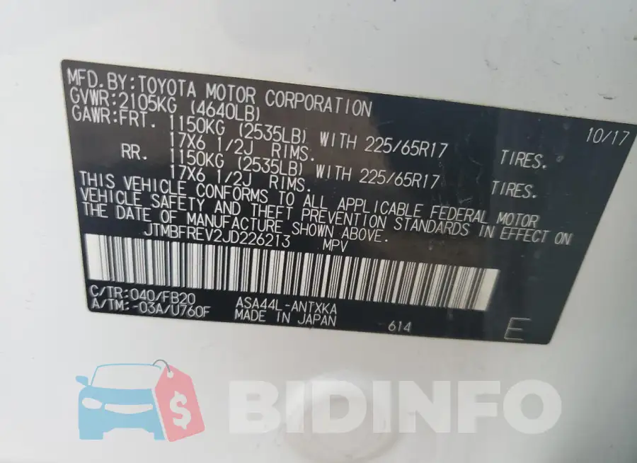 JTMBFREV2JD226213 Photo# 12