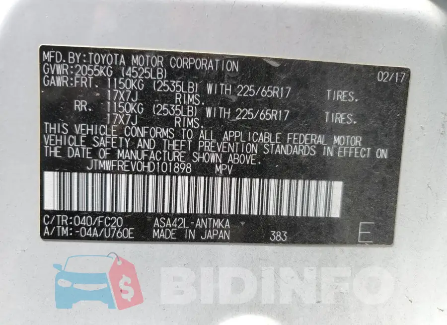 JTMWFREV0HD101898 Photo# 14