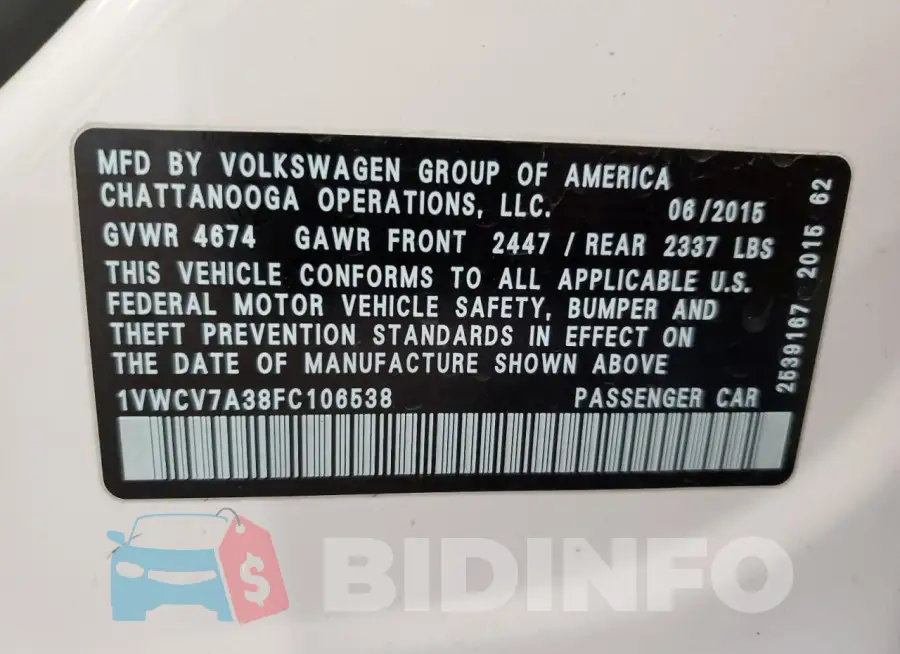 1VWCV7A38FC106538 Photo# 13