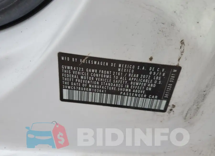 3VWC57BU8KM103641 Photo# 12