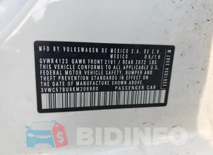 3VWC57BU8KM206980 Photo# 12