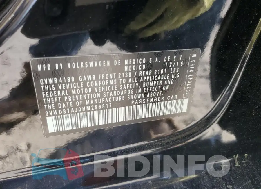 3VWDB7AJ0HM296817 Photo# 13