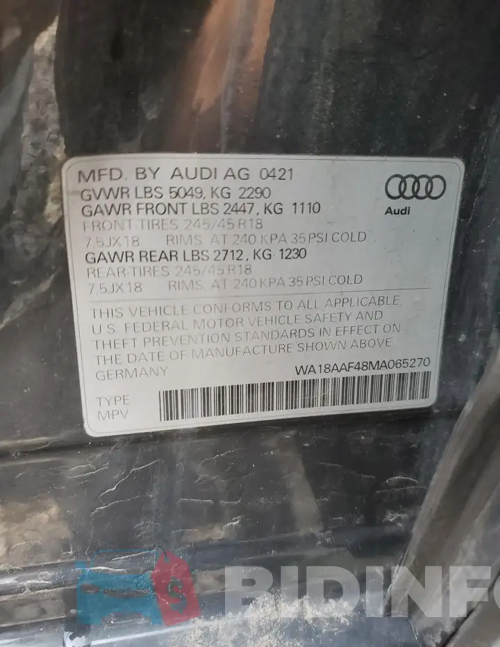 WA18AAF48MA065270 Photo# 12