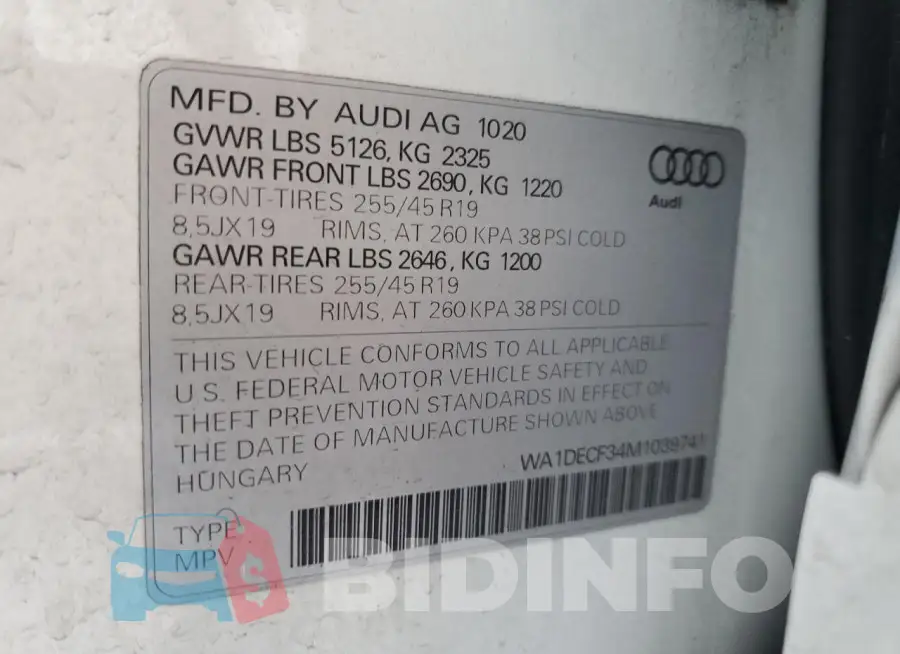 WA1DECF34M1039741 Photo# 13