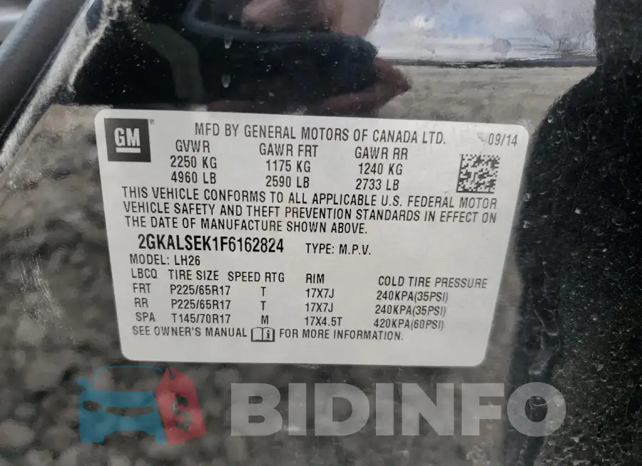 2GKALSEK1F6162824 Photo# 13