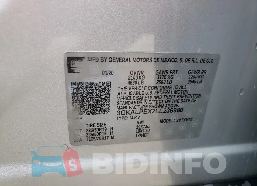 3GKALPEX2LL236980 Photo# 14