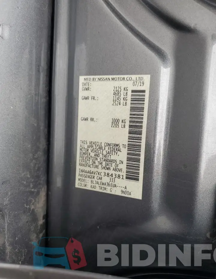 1N4AA6AV7KC384381 Photo# 13