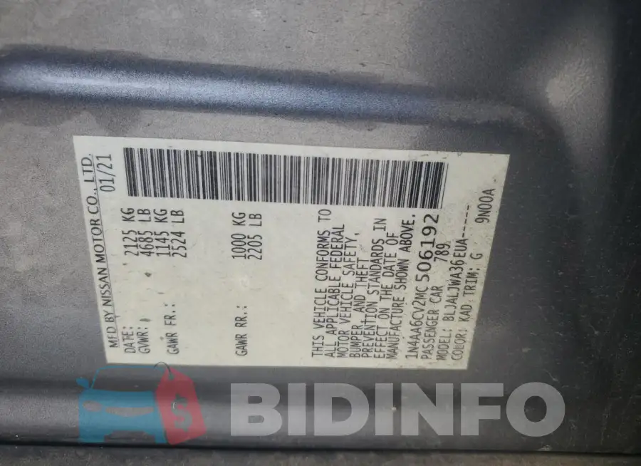 1N4AA6CV2MC506192 Photo# 12