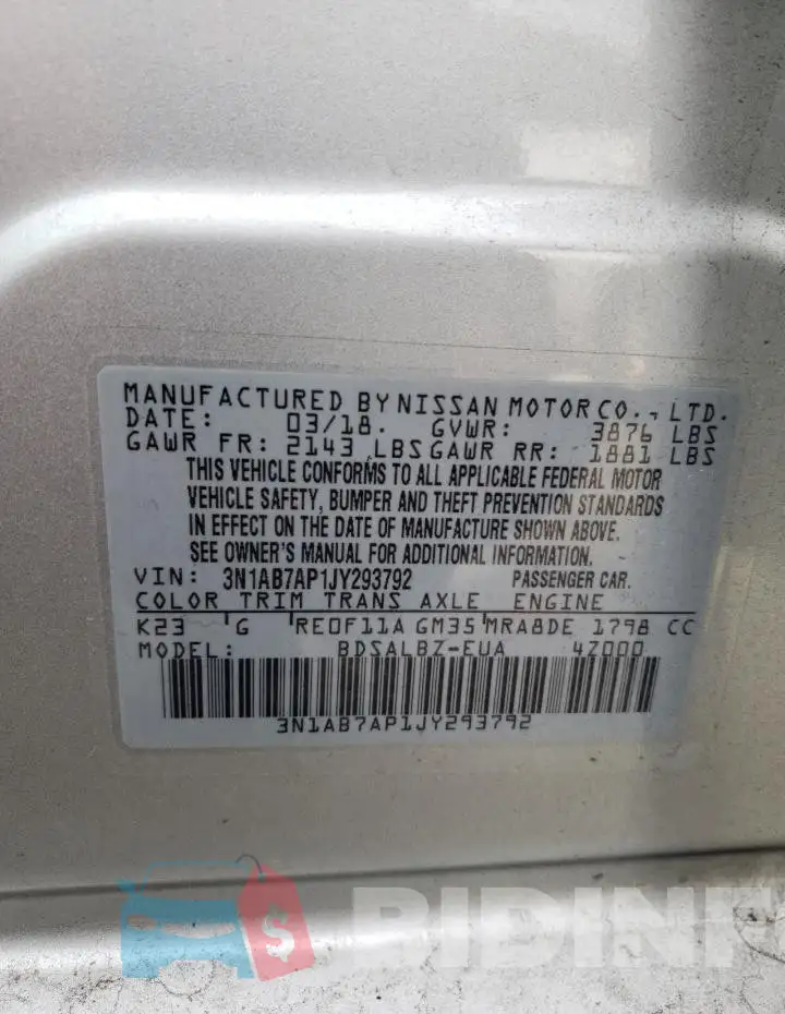 3N1AB7AP1JY293792 Photo# 13