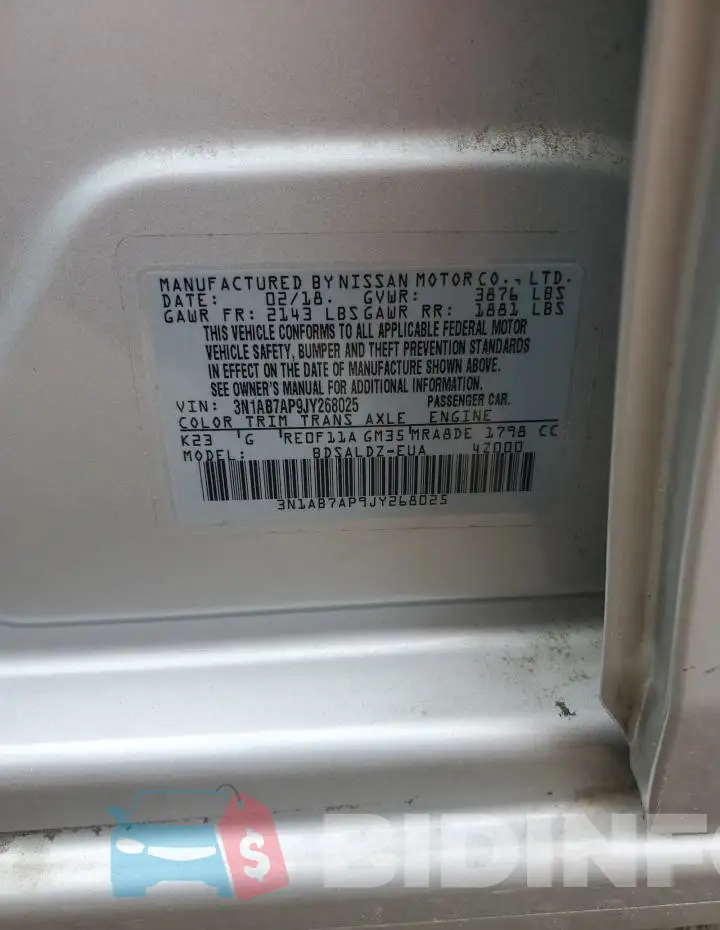 3N1AB7AP9JY268025 Photo# 12