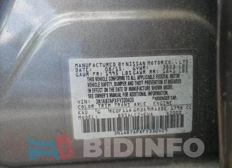 3N1AB7APXFY330409 Photo# 12
