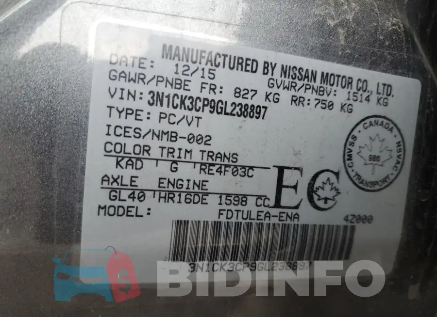 3N1CK3CP9GL238897 Photo# 12