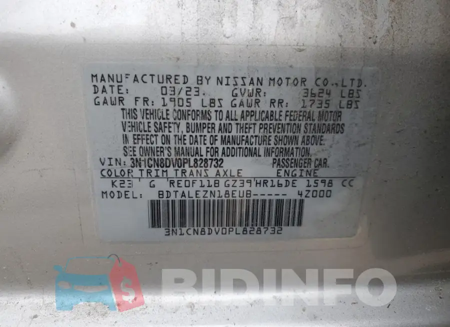 3N1CN8DV0PL828732 Photo# 12