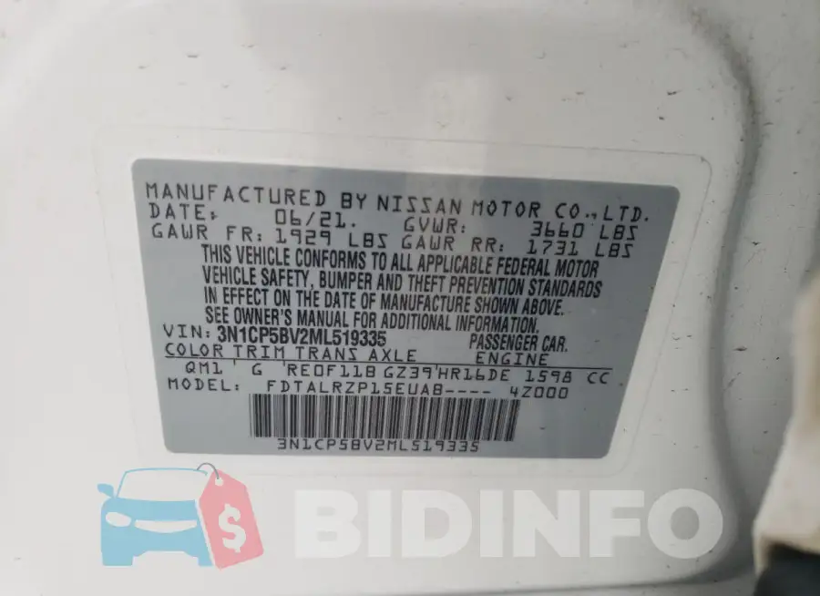3N1CP5BV2ML519335 Photo# 13