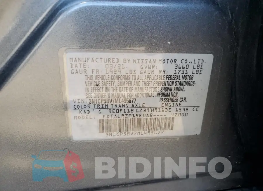 3N1CP5BV7ML495677 Photo# 12
