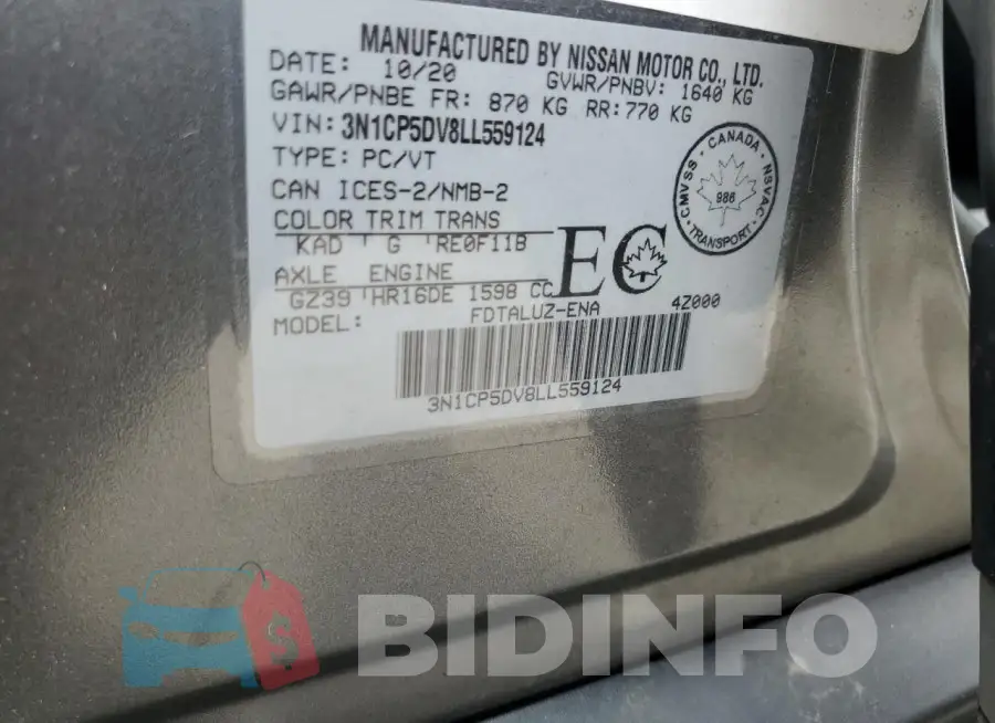 3N1CP5DV8LL559124 Photo# 12