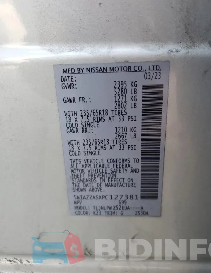 5N1AZ2ASXPC127381 Photo# 12