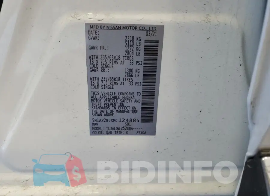 5N1AZ2BJXMC124885 Photo# 12