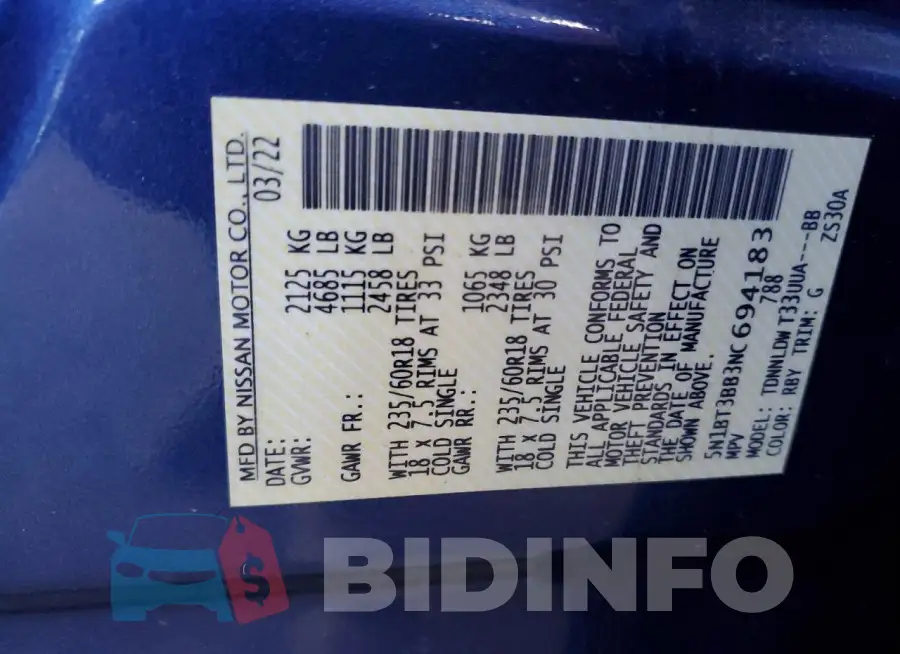 5N1BT3BB3NC694183 Photo# 13