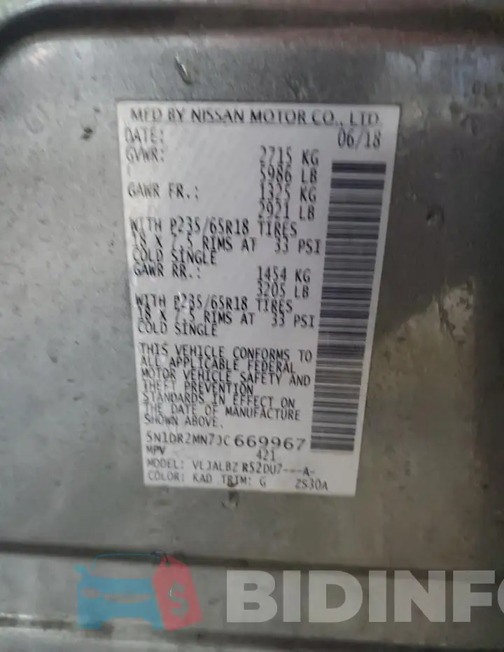 5N1DR2MN7JC669967 Photo# 13