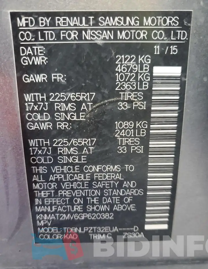 KNMAT2MV6GP620382 Photo# 13