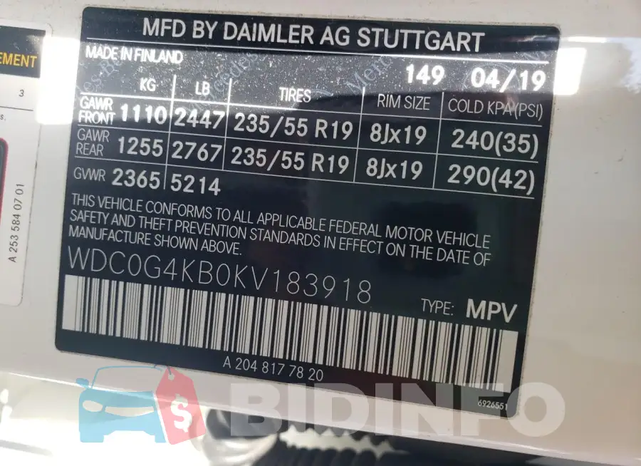 WDC0G4KB0KV183918 Photo# 12