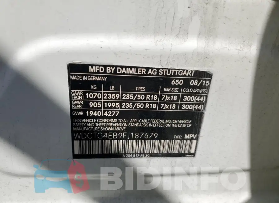 WDCTG4EB9FJ187679 Photo# 12