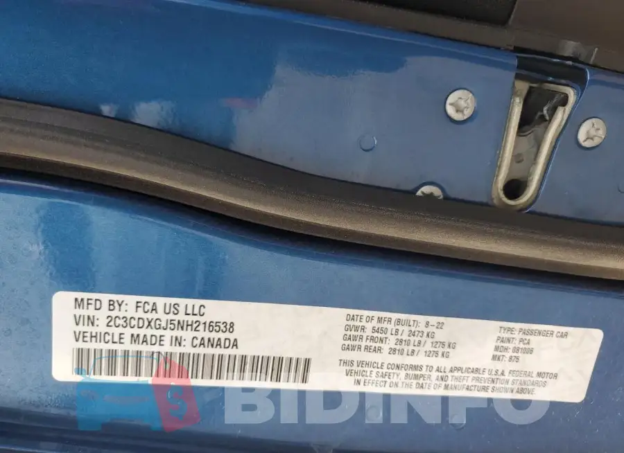 2C3CDXGJ5NH216538 Photo# 12