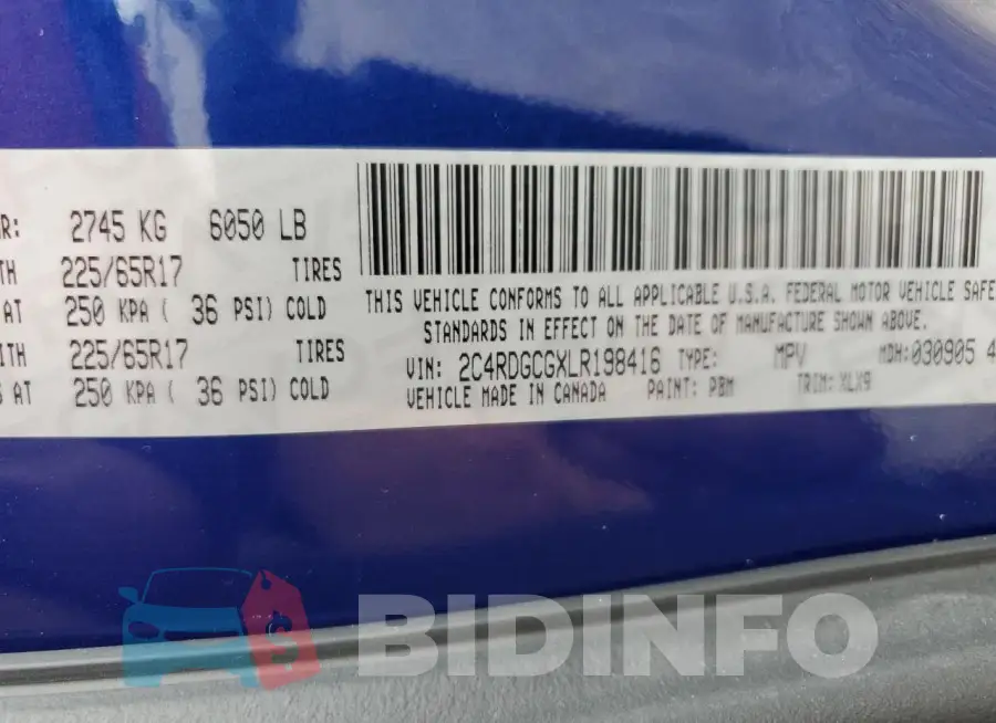 2C4RDGCGXLR198416 Photo# 14