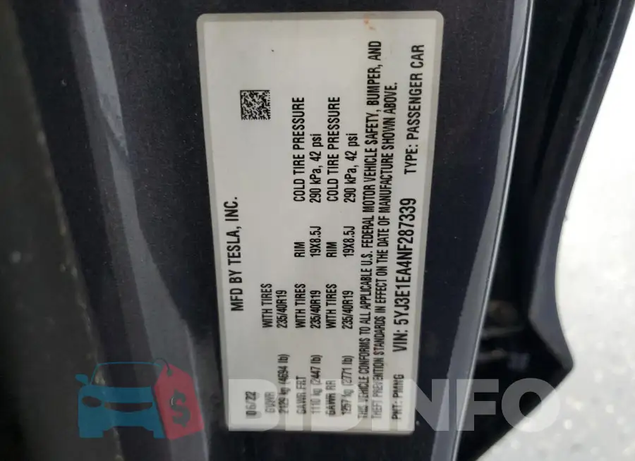 5YJ3E1EA4NF287339 Photo# 12