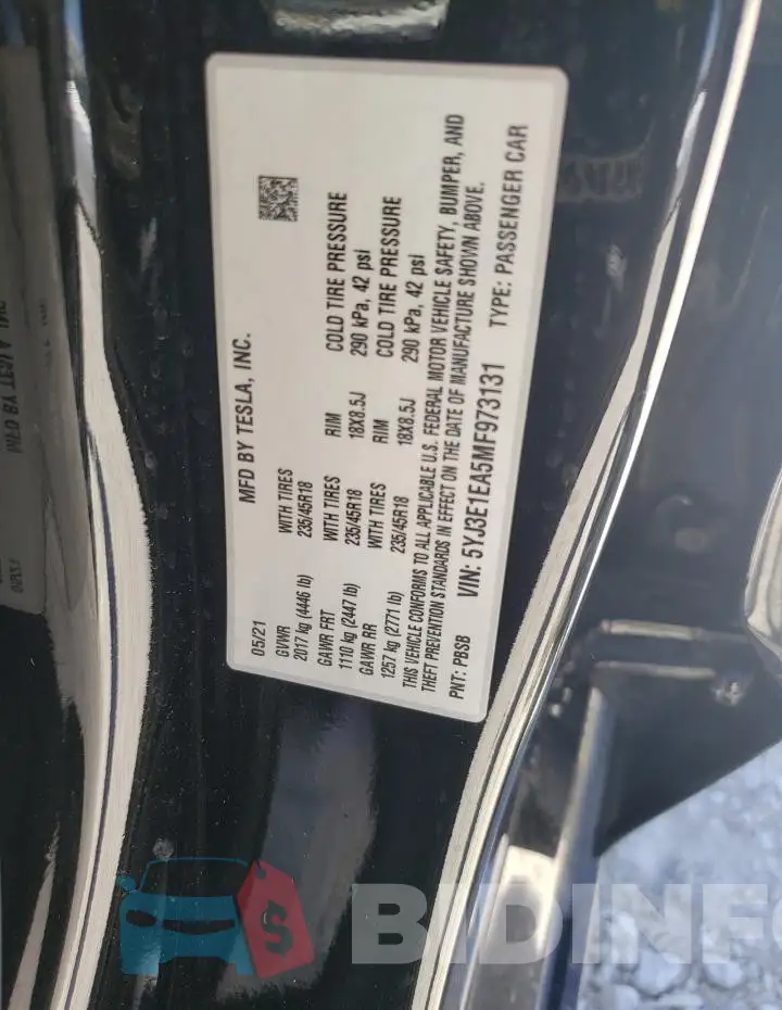 5YJ3E1EA5MF973131 Photo# 12