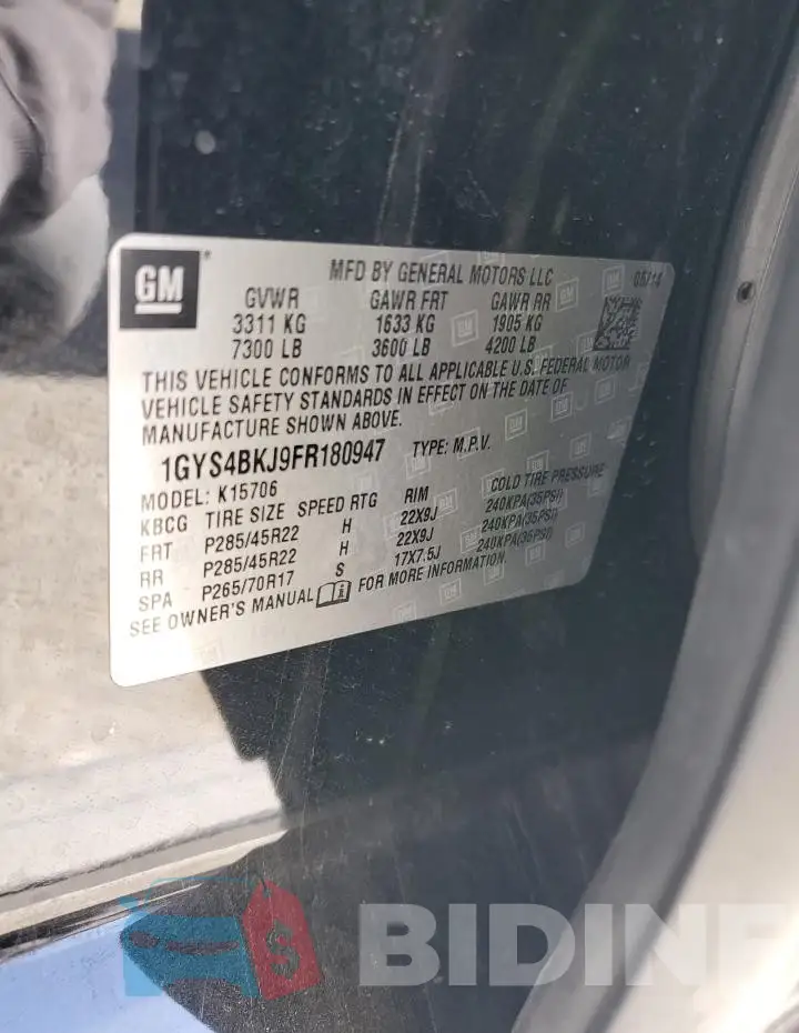 1GYS4BKJ9FR180947 Photo# 13