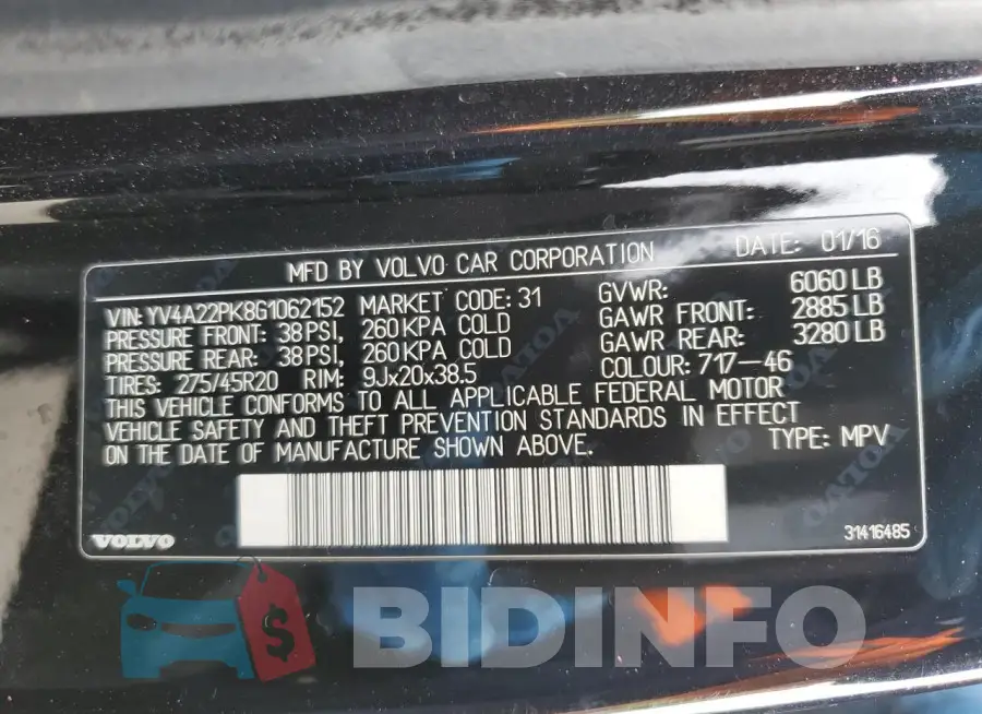 YV4A22PK8G1062152 Photo# 13