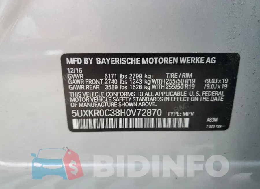 5UXKR0C38H0V72870 Photo# 13