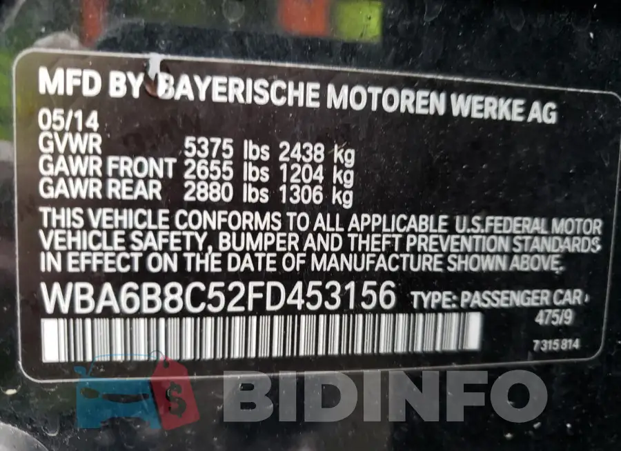 WBA6B8C52FD453156 Photo# 13