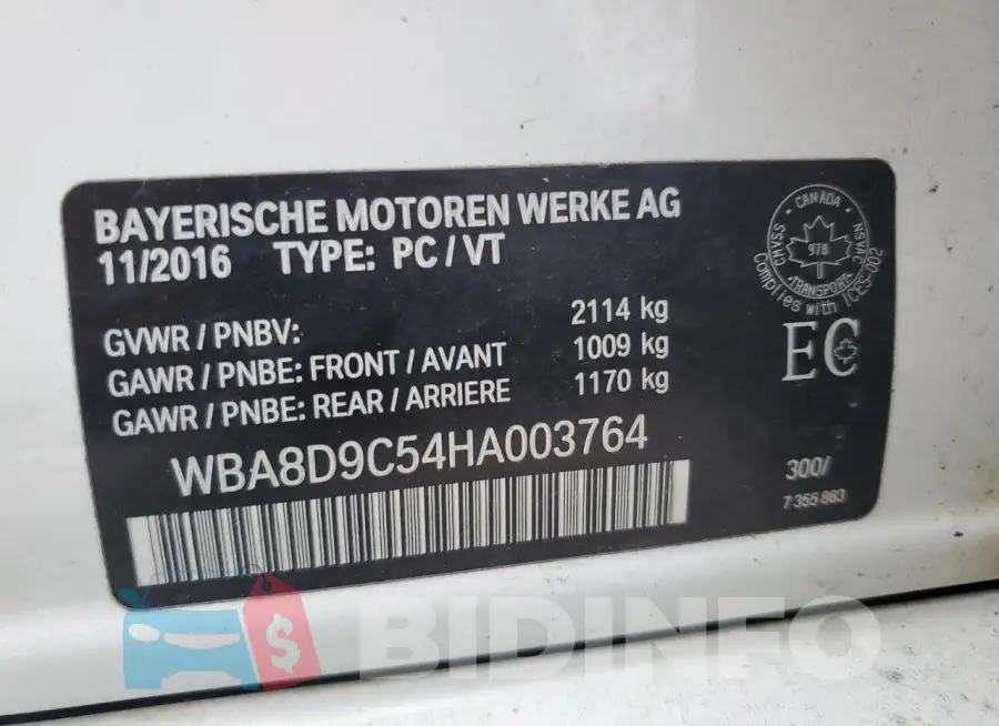 WBA8D9C54HA003764 Photo# 12
