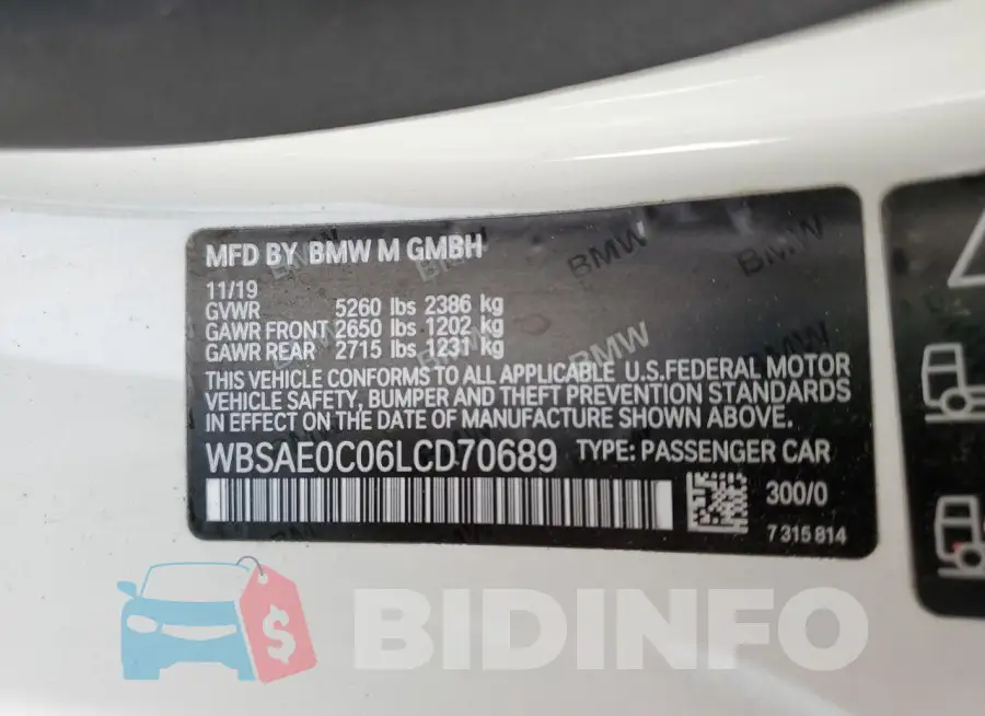 WBSAE0C06LCD70689 Photo# 13