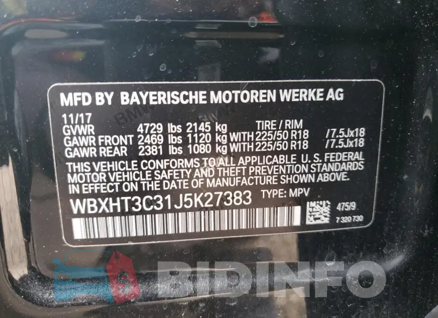 WBXHT3C31J5K27383 Photo# 12