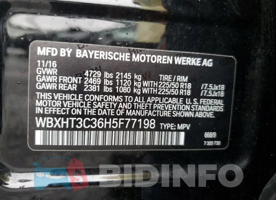WBXHT3C36H5F77198 Photo# 12