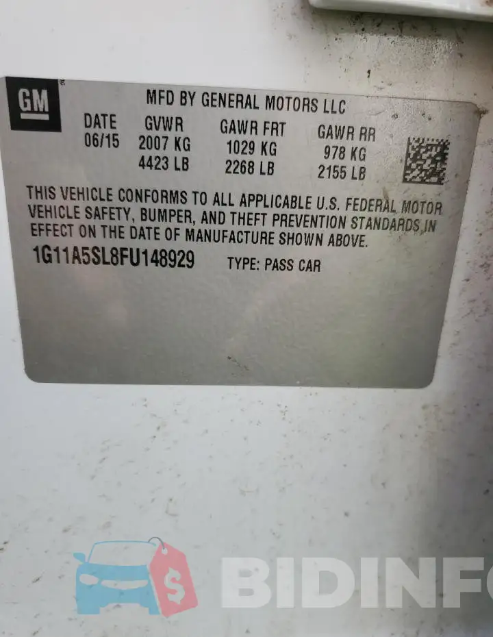 1G11A5SL8FU148929 Photo# 12
